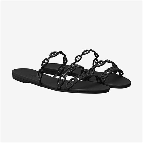 hermes black chain sandals|Hermes slippers women black.